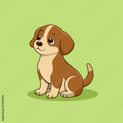 A happy brown labrador puppy character with a wagging tail is a fun cartoon animal illustration