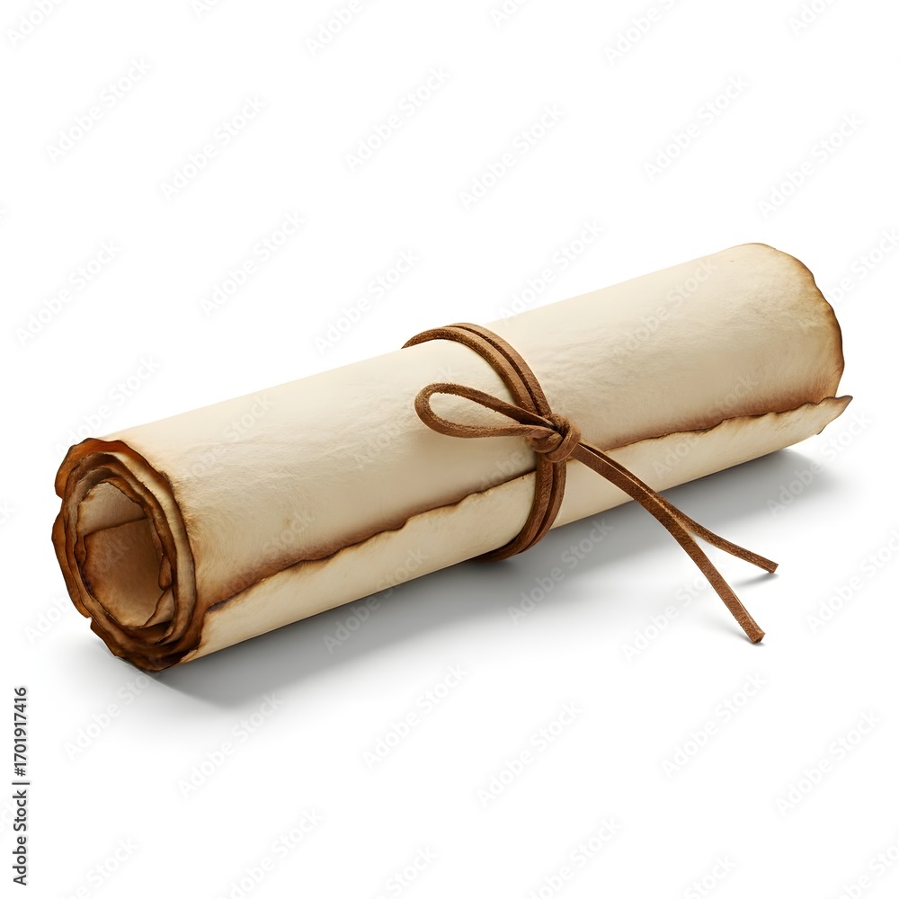 Fototapeta premium A rolled parchment scroll tied with rustic twine