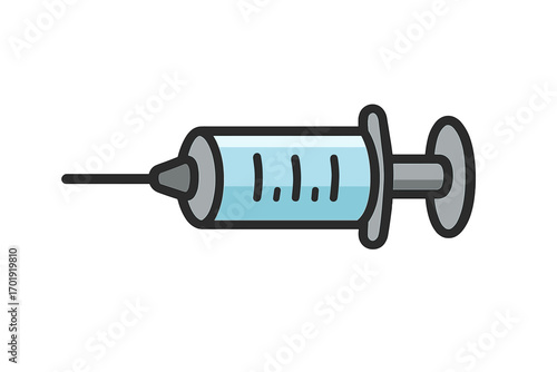Syringe icon vector illustration, cartoon medical injection with transparent background, vaccination, healthcare, hospital, immunization, medicine concept, isolated clip art design