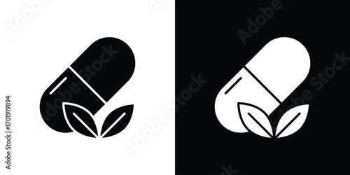 Herbal capsule icon symbol for templates, web design and infographics