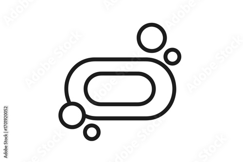 Minimalist Soap Icon Vector, Modern Outline Symbol with Bubbles, Clean Hygiene Abstract Logo, Black Line Art for Web Design, App, Banner, Social Media, Cards, Transparent Background