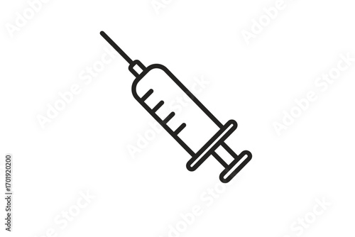 Minimalist syringe vector illustration icon, vaccination and injection medical symbol, healthcare treatment, immunization, flu shot, disease prevention graphic for web, apps, banners, social media