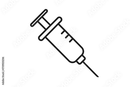 Minimalist syringe icon for vaccination, medical injection, healthcare, immunization, pharmaceutical, hospital tools, virus prevention, medicine, web app, social media, vector illustration PNG