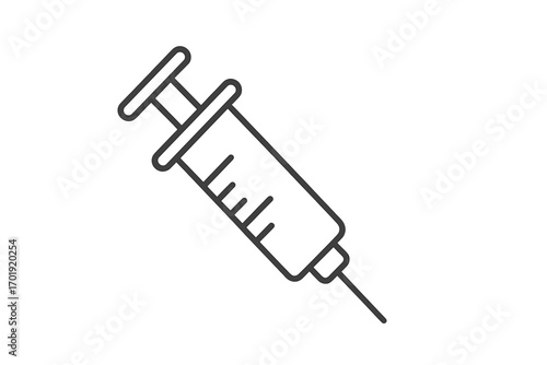 Syringe Outline Vector Icon for Medical Graphic Design, Healthcare Apps, Pharmacy Adverts, Vaccine Promotion, Emergency Card, Clean Modern Style, Isolated Transparent Background Injection Symbol