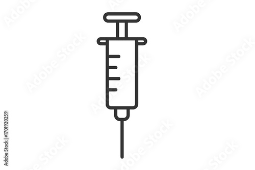 Thin line syringe icon vector isolated on transparent background for medical, healthcare, hospital websites, apps, educational books, pharmacy cards, vaccine, injection, immunization concepts