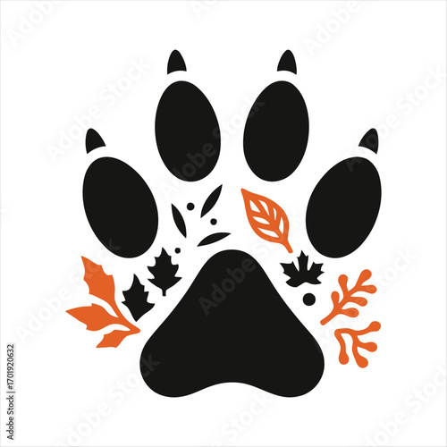 dog pow vector silhouette outline logo design concept illustration