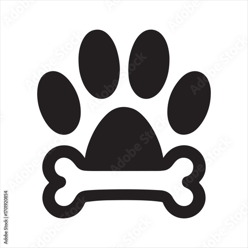 dog pow vector silhouette outline logo design concept illustration