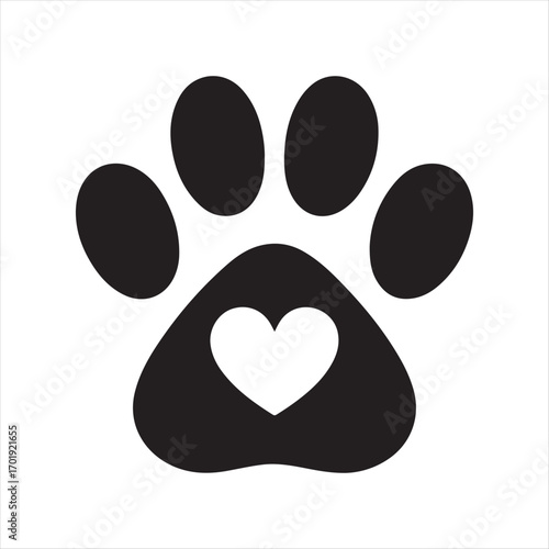 dog pow vector silhouette outline logo design concept illustration