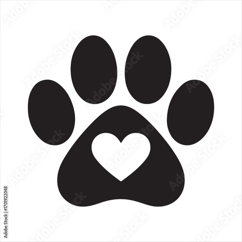 dog pow vector silhouette outline logo design concept illustration