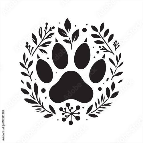 dog pow vector silhouette outline logo design concept illustration