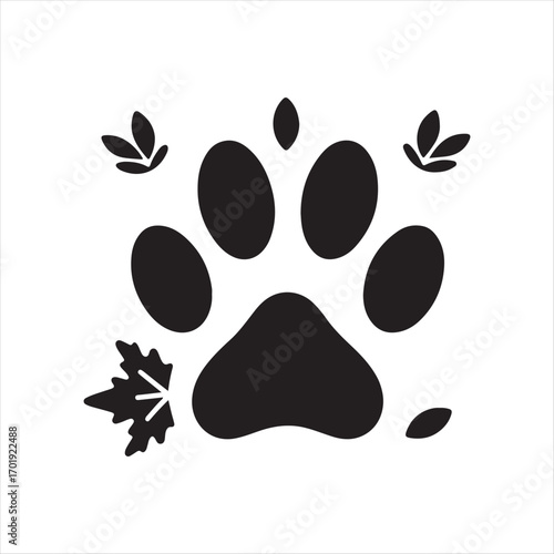 dog pow vector silhouette outline logo design concept illustration