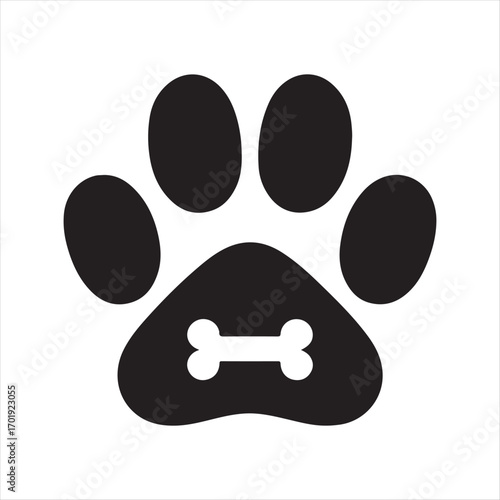 dog pow vector silhouette outline logo design concept illustration