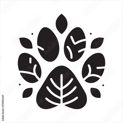 dog pow vector silhouette outline logo design concept illustration