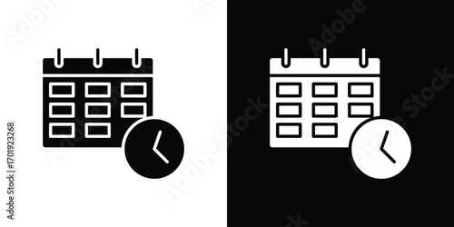 Calendar clock icon symbol for templates, web design and infographics