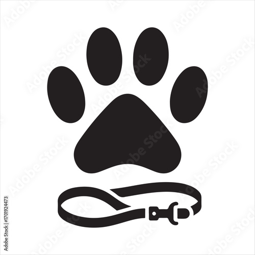 dog pow vector silhouette outline logo design concept illustration