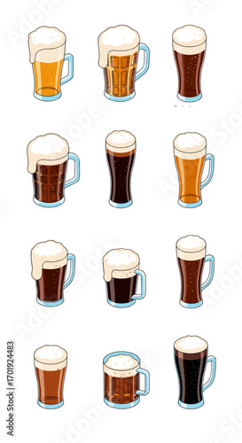 A collection of delicious refreshing brewed malt beverages served in various glassware perfect for any celebration or casual gathering