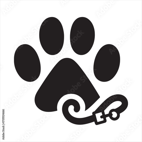 dog pow vector silhouette outline logo design concept illustration