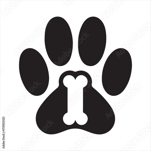 dog pow vector silhouette outline logo design concept illustration