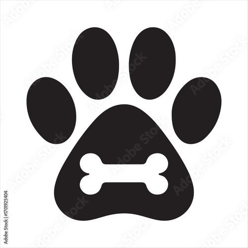 dog pow vector silhouette outline logo design concept illustration