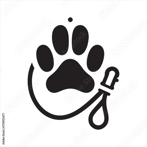 dog pow vector silhouette outline logo design concept illustration