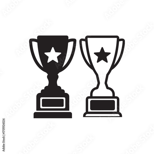 Bold Solid Trophy with Star and Minimalist Outline Trophy Design.
