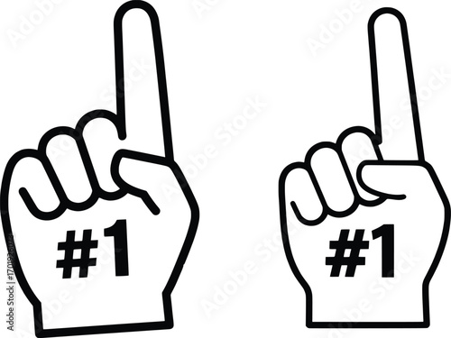 Foam Finger Number One Icon – Sports Fan Hand Gesture Vector
