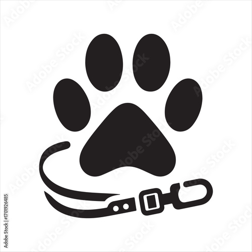 dog pow vector silhouette outline logo design concept illustration