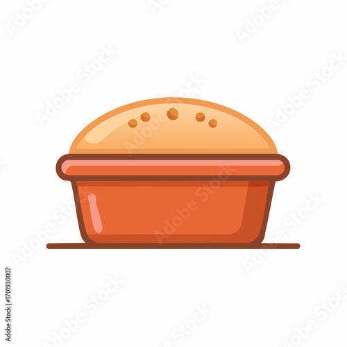 Vector icon of a freshly baked pie or casserole in a ceramic dish