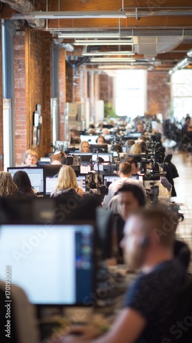 Busy coworkers in a modern office