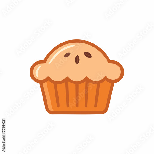 Cartoon Muffin Illustration with Chocolate Chips and Orange Wrapper
