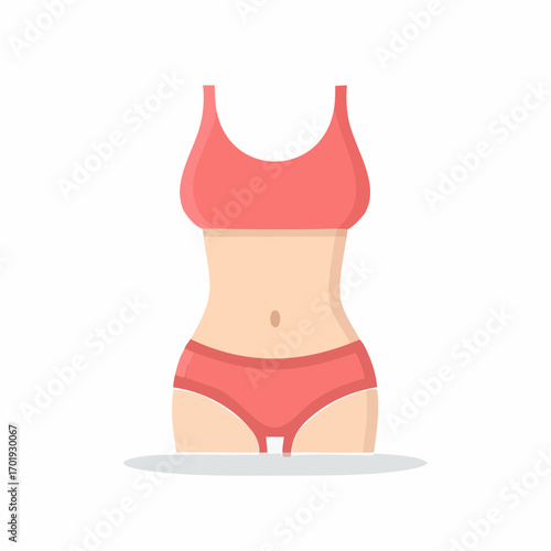 Healthy woman's slim torso in underwear vector icon for fitness and body care concepts