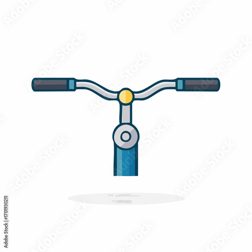 Illustrated bicycle handlebars in vector, isolated on white. A modern style bicycle design.