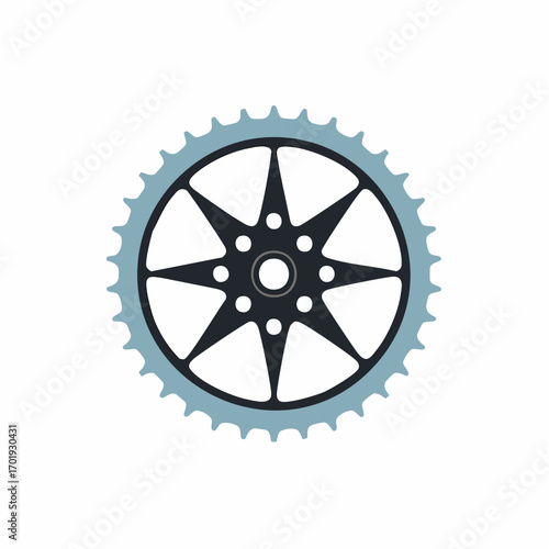 Modern bicycle sprocket gear vector illustration, an essential cycling drivetrain component.