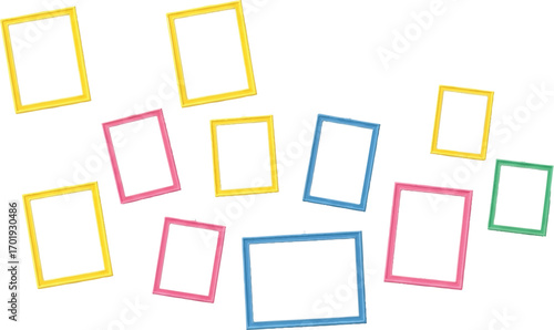 The image shows a collection of rectangular frames in various colors and orientations. Here's a breakdown: