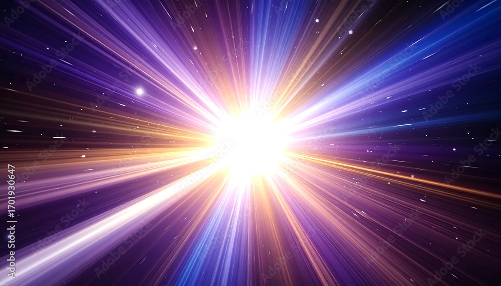 Naklejka premium Cosmic Explosion Bright Light Rays Space.