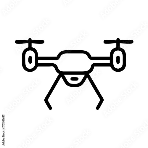 Drone illustration with minimalist design in black line art  