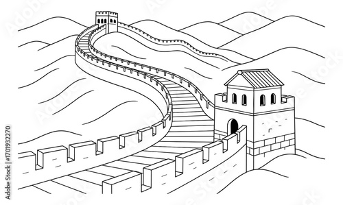 Great wall of china coloring page for creative fun and relaxation