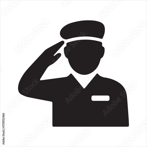 Military Salute icon silhouette vector with white background