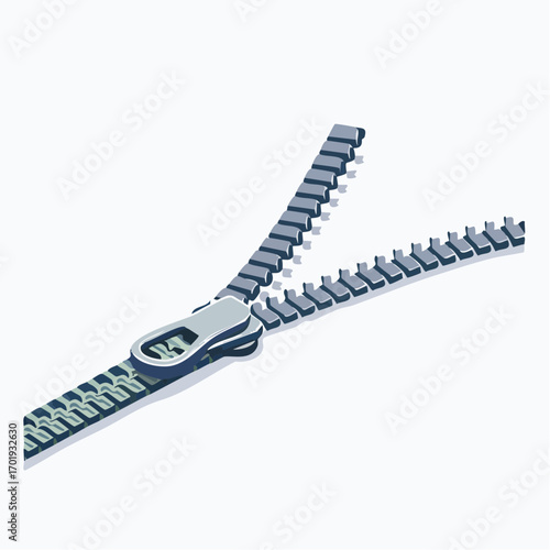 Pixel Art Style Open Zipper With Silver Puller
