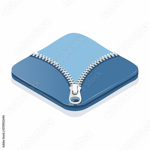 Blue Isometric Square With Open Zipper