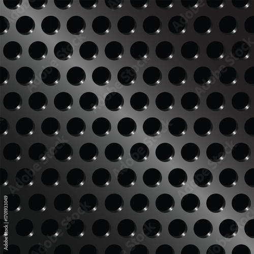 Silver Perforated Steel Texture Round Dot Pattern