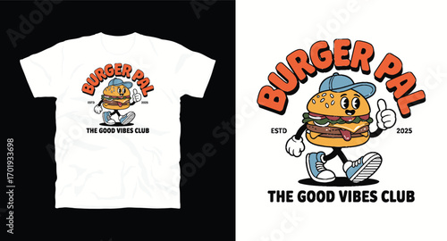 Burger Pal typography vintage burger t-shirt design print