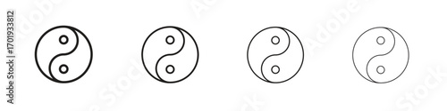 Yin yang icons. thin line symbols in strokes