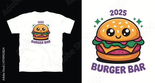 Burger Bar typography vintage burger t-shirt design print