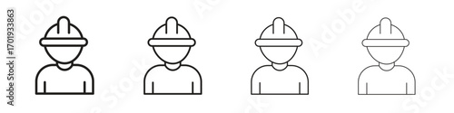 Worker icons. thin line symbols in strokes