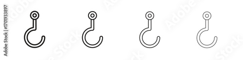 Winch hook icons. thin line symbols in strokes