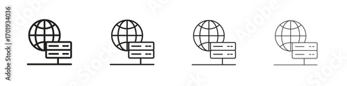 Web server icons. thin line symbols in strokes