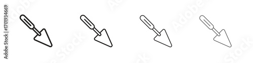 Trowel icons. thin line symbols in strokes