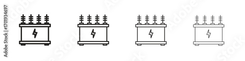 Transformer icons. thin line symbols in strokes