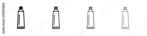 Toothpaste tube icons. thin line symbols in strokes